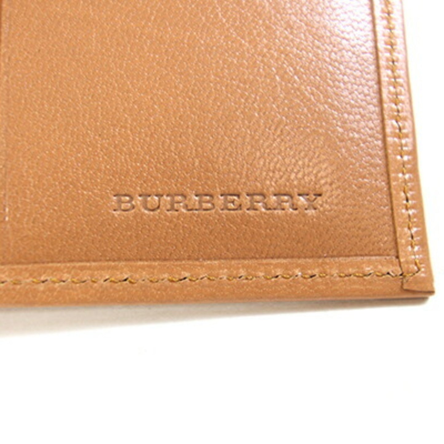 Burberry Double Wallet, Dark Beige Leather Compact Double-Sided Women's, BURBERRY
