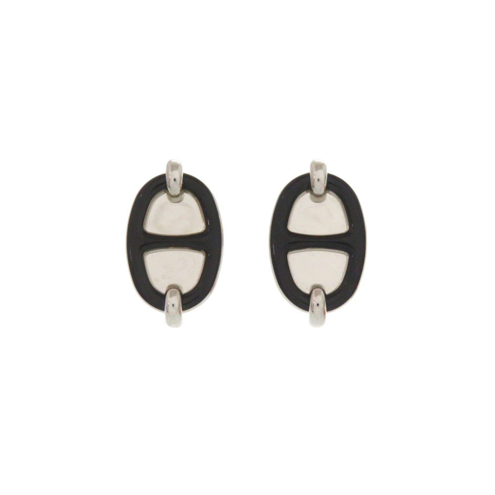 Hermes Mini Maillon Earrings, Metal, Black, 0274HERMES — New - Store Return