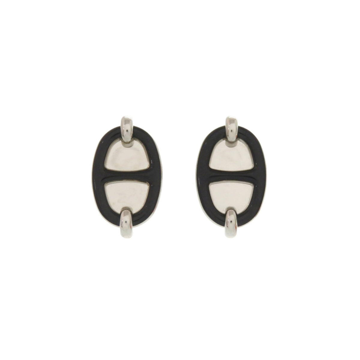 Hermes Mini Maillon Earrings, Metal, Black, 0274HERMES — New - Store Return