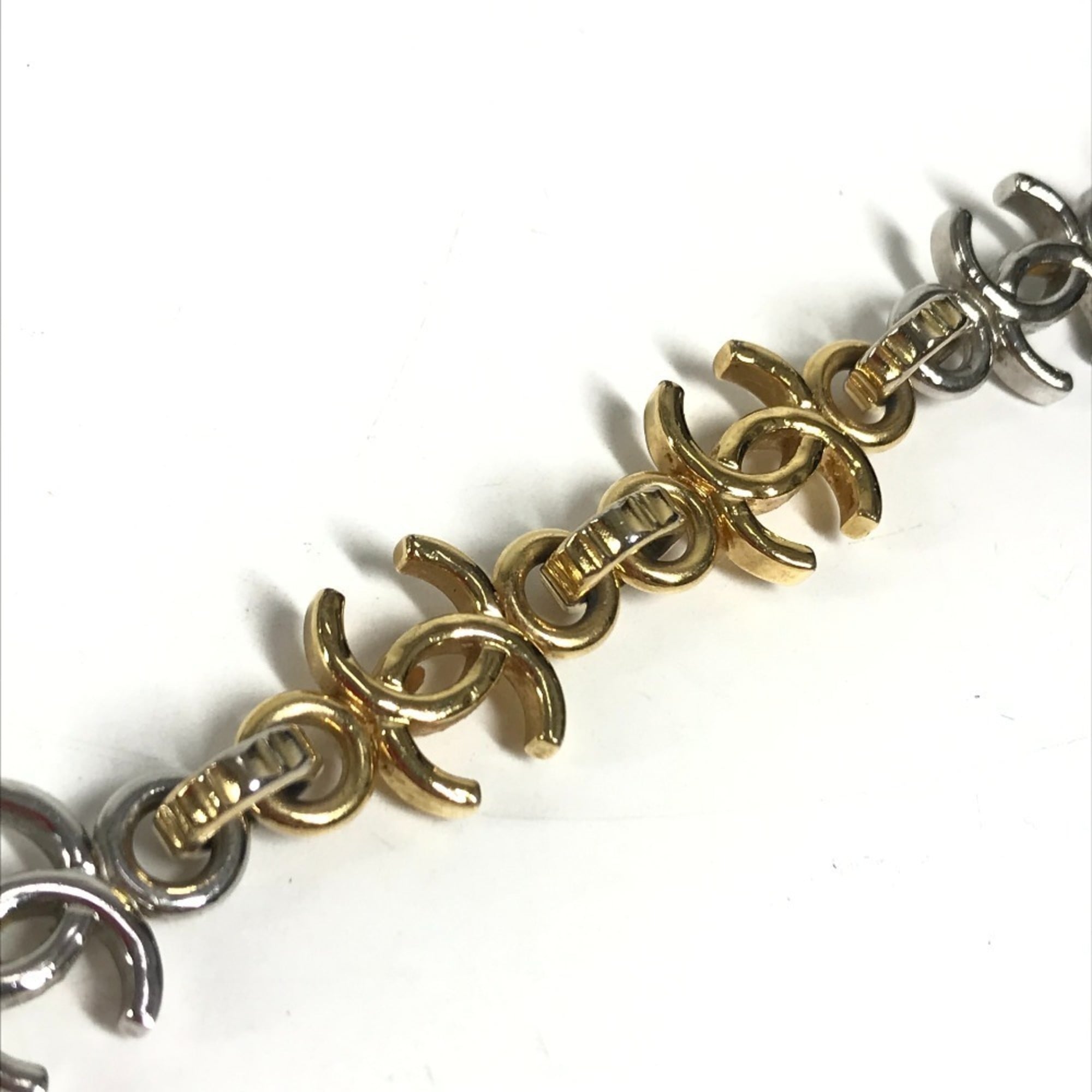 CHANEL B26P CC Coco Mark Chain Bracelet, Bicolor Accessory, Metal Women's, Gold — Like New