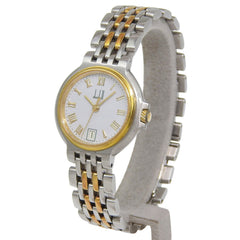 Dunhill Elite Date White Dial 18K Yellow Gold Stainless Steel 40.7g Quartz Battery Approx. 27mm Women's Watch — Good