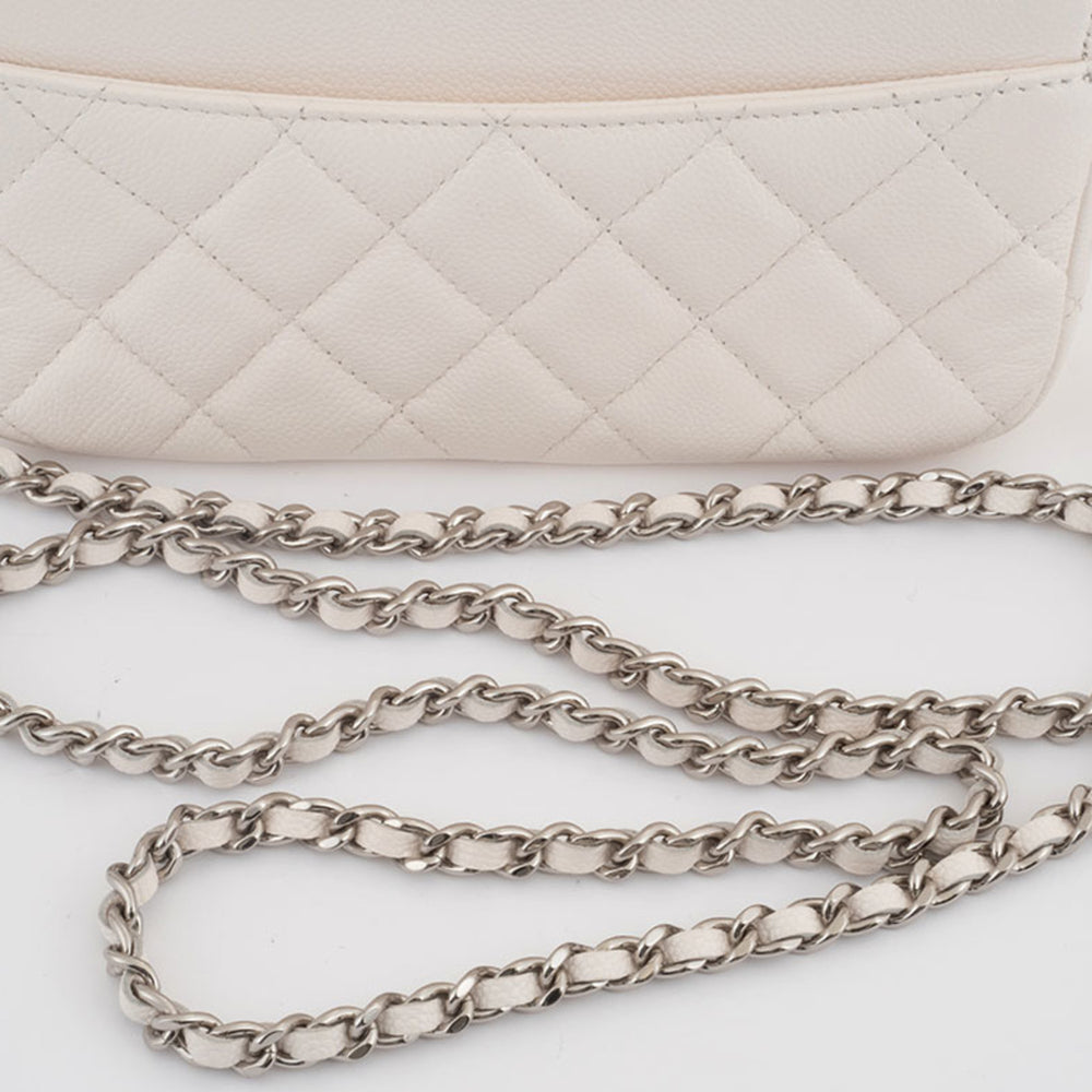 Chanel Matelasse Flap Phone Case Shoulder Bag White Women's Caviar Skin CHANEL — Like New