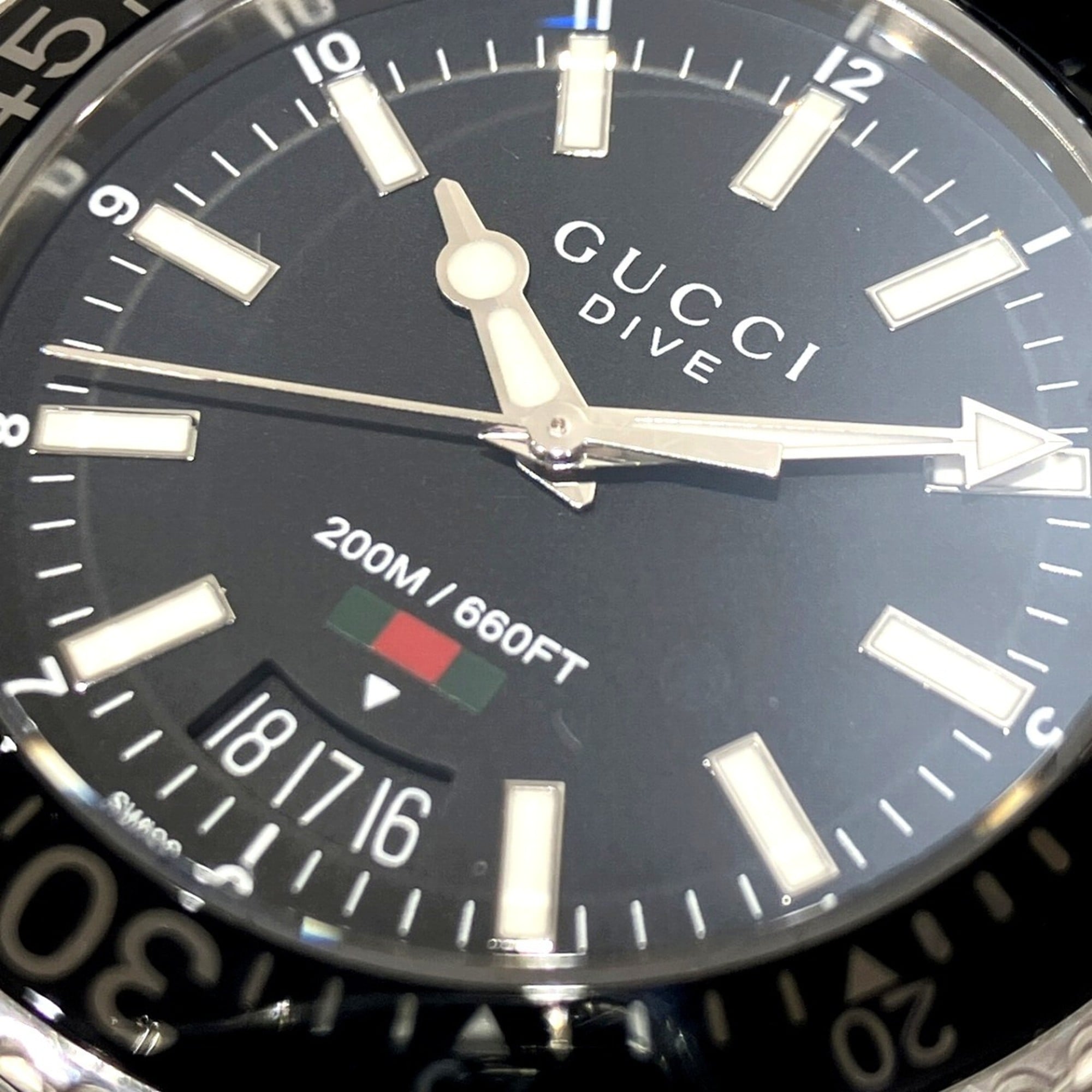 Gucci Dive watch, total weight 154.2g, stainless steel, automatic movement, black dial, 136.3 — Good