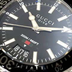 Gucci Dive watch, total weight 154.2g, stainless steel, automatic movement, black dial, 136.3 — Good