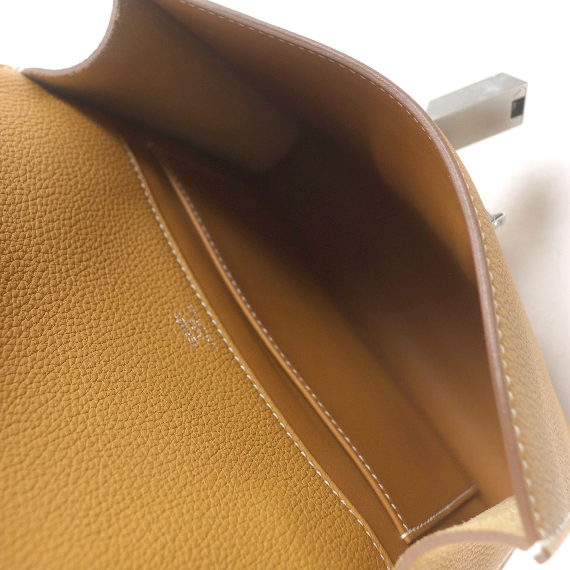 HERMES Sac à Dépêches 21 Togo Leather Shoulder Bag, Natural Sable, W Stamp, with Dust Made in France, Men's — Like New