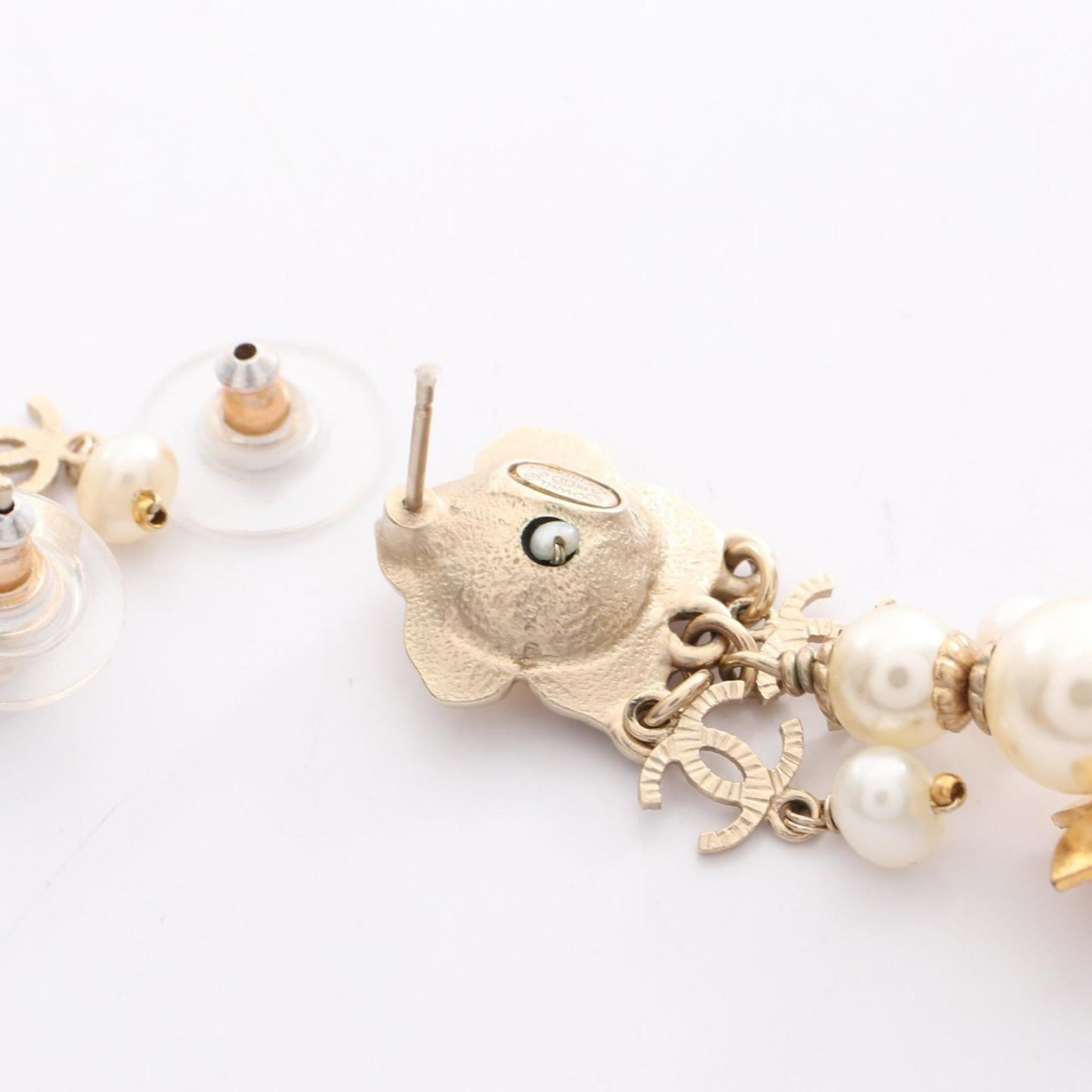 CHANEL Coco Mark Earrings with Gold-Plated Faux Pearls for Women
