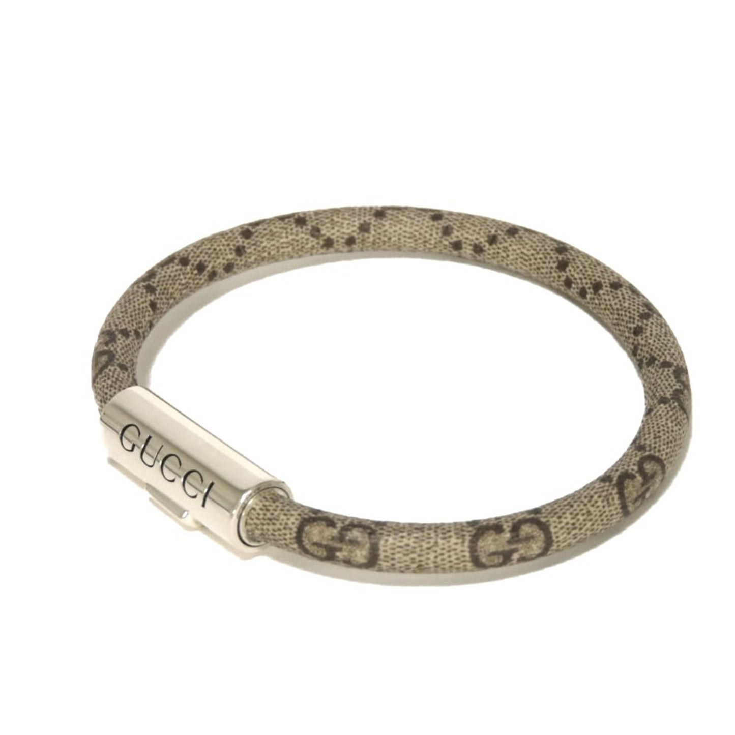 Gucci GG Supreme 17 Double G Ebony Bracelet with Ag925 Sterling Silver Beige 797156 JAAGE 8163 for Men and Women