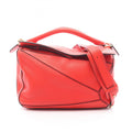 LOEWE Puzzle Bag Medium Handbag Leather Women's Red