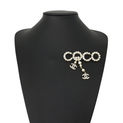 Chanel Brooch, Coco Mark, Metal, Faux Pearl Rhinestones, C21C CHANEL Brooch BROACH — Like New