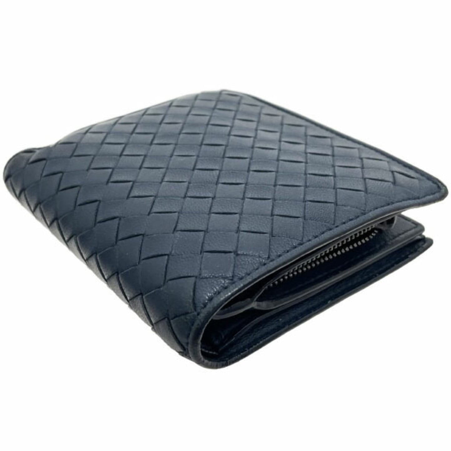 Bottega Veneta Intrecciato Leather Bi-fold Wallet in Navy Blue (114073) and BOTTEGA VENETA Mesh Compact (TRN-15876)