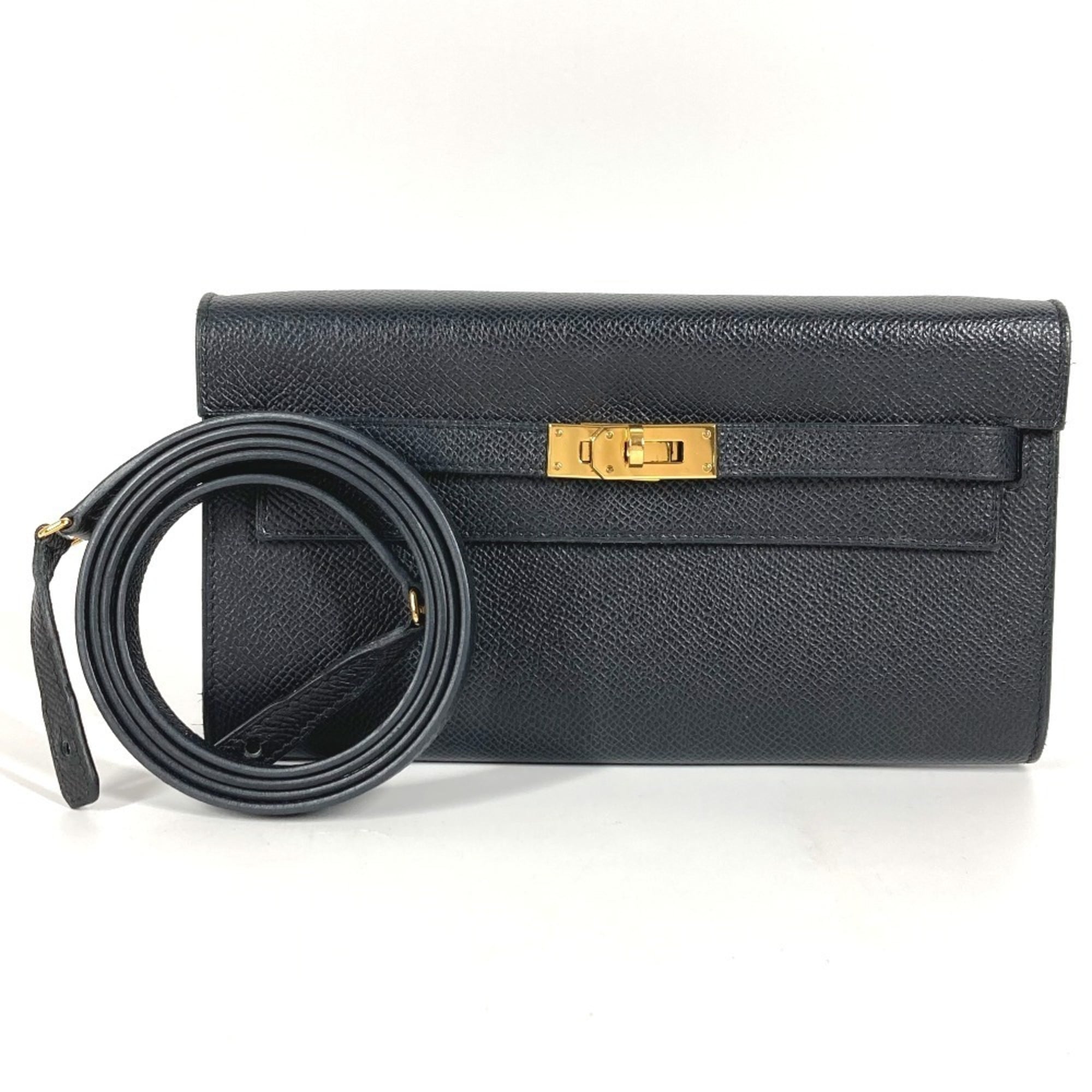 HERMES Hermès Shoulder Wallet Kelly Long To-Go Bag Pochette Epson Men's Women's Black