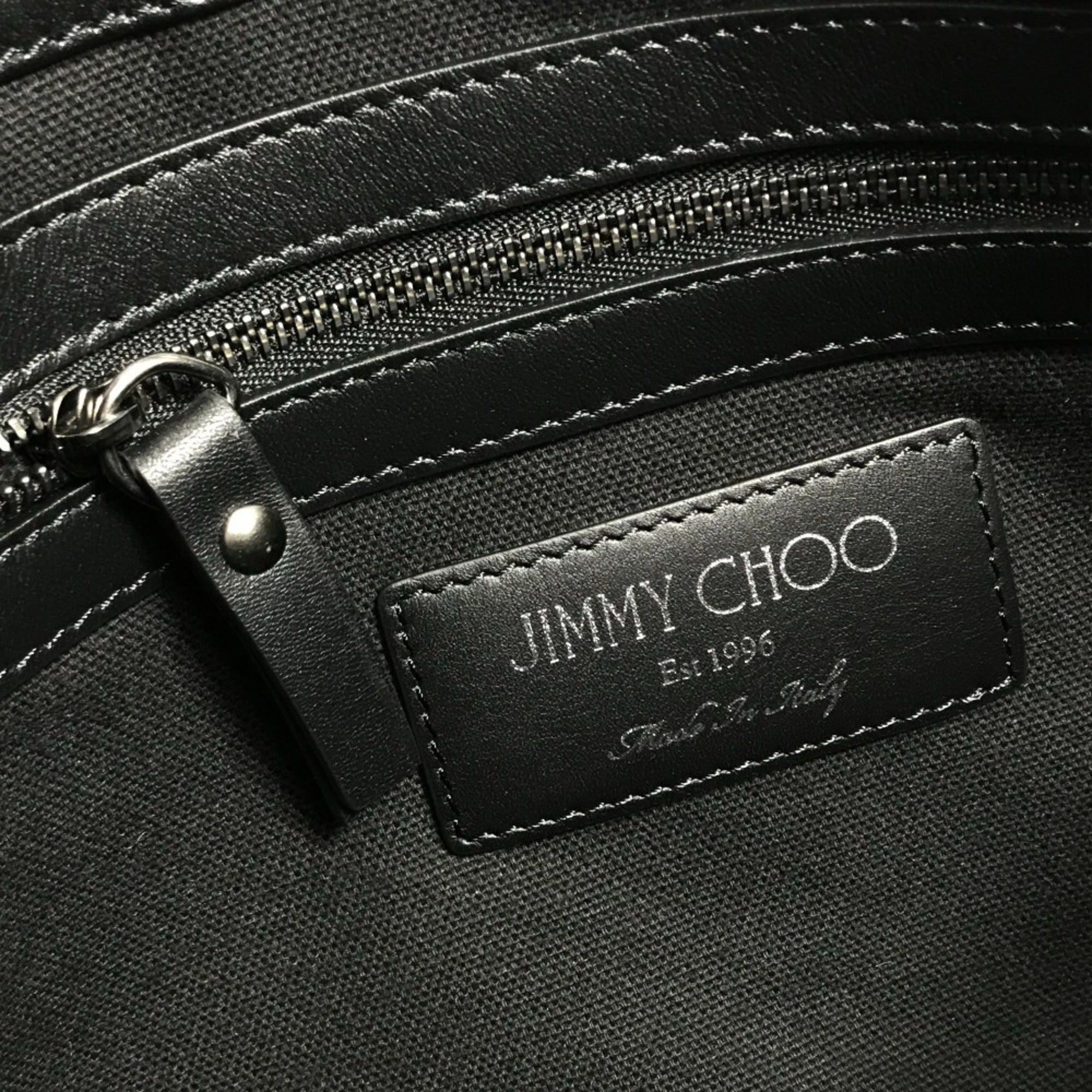 JIMMY CHOO Star Studs DEREK Second Bag Clutch Leather Men's White x Black — New - Store Return