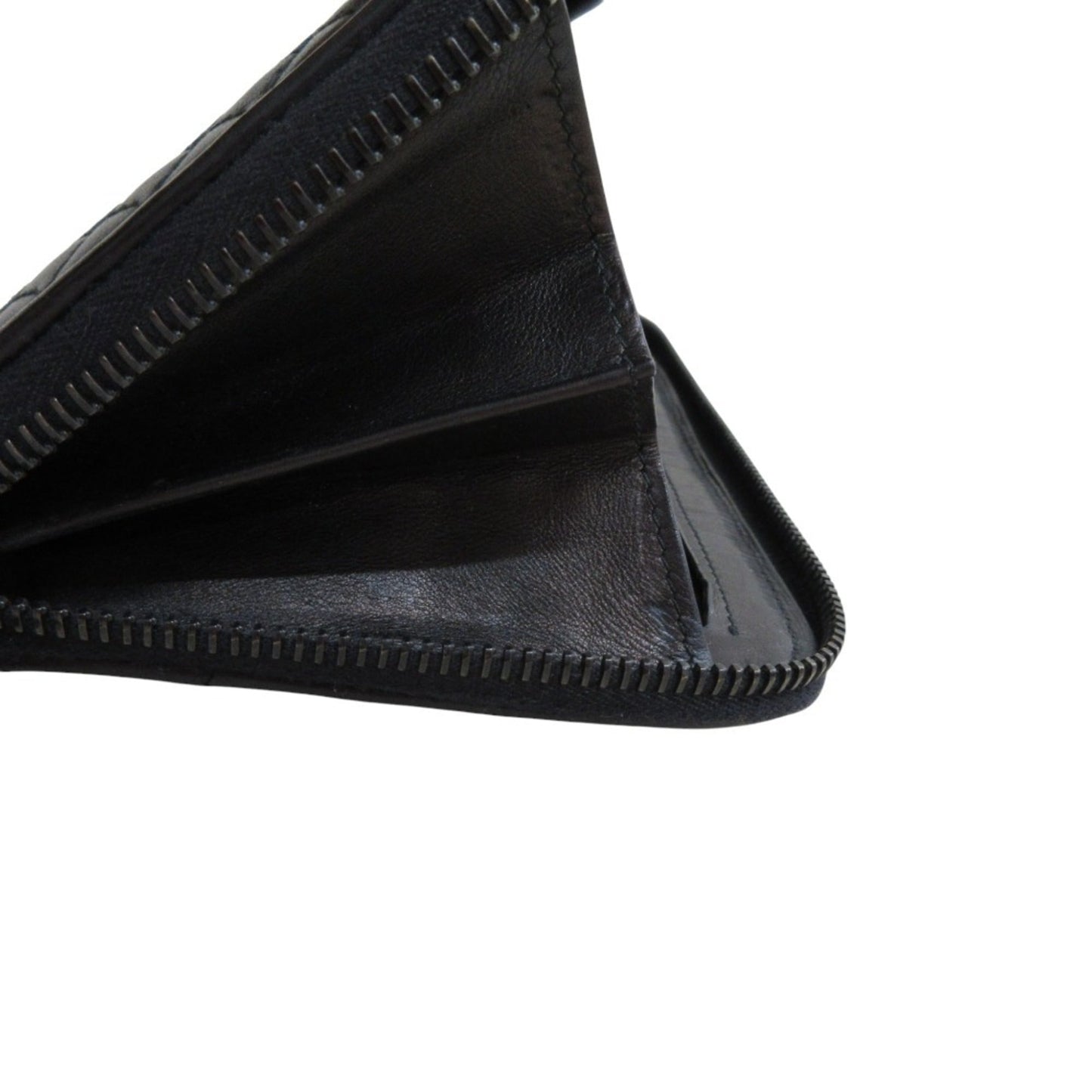 BOTTEGA VENETA Intrecciato Leather Round Zip Long Wallet in Black for Men and Women