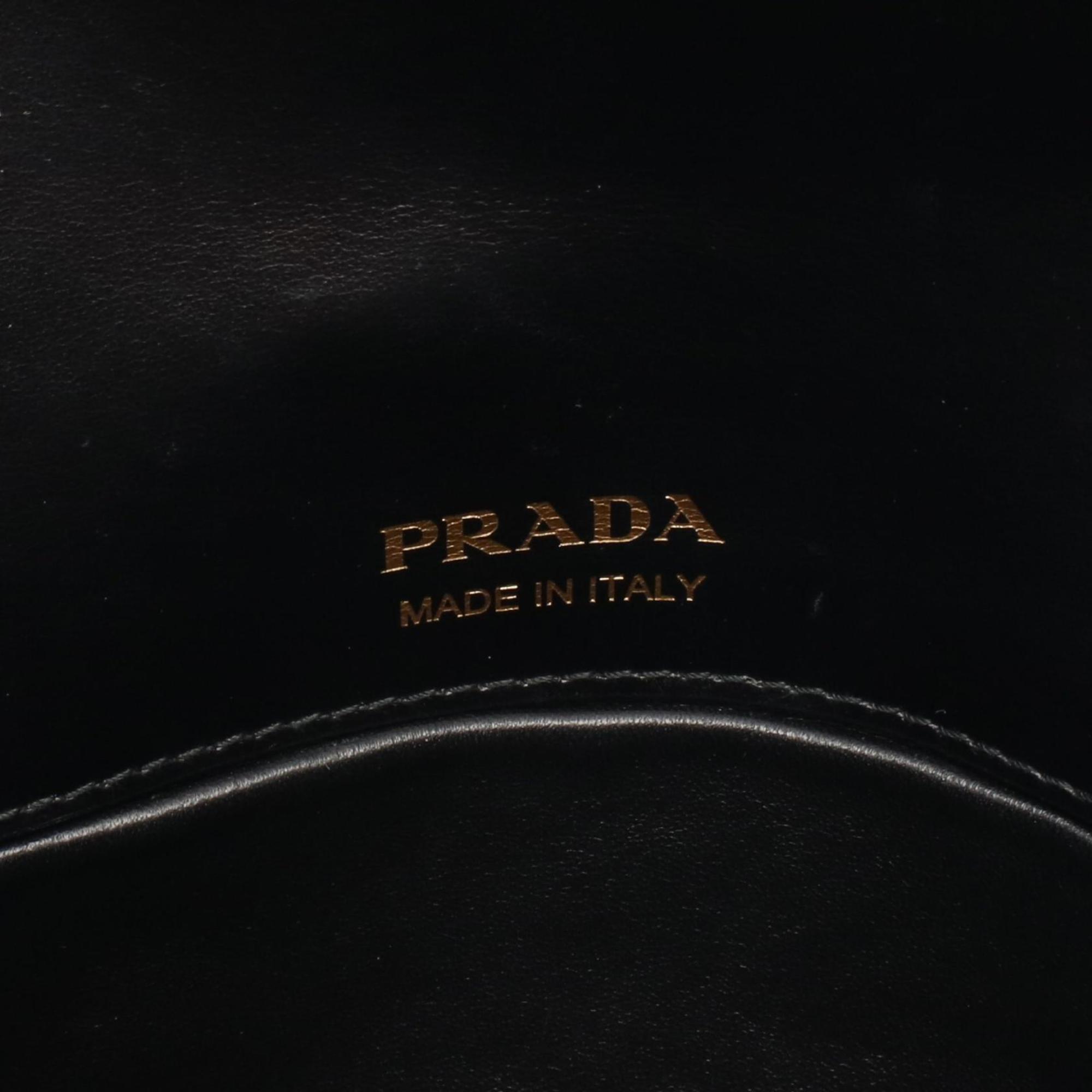 Prada Turnlock Shoulder Bag, Leather, Women's, Black