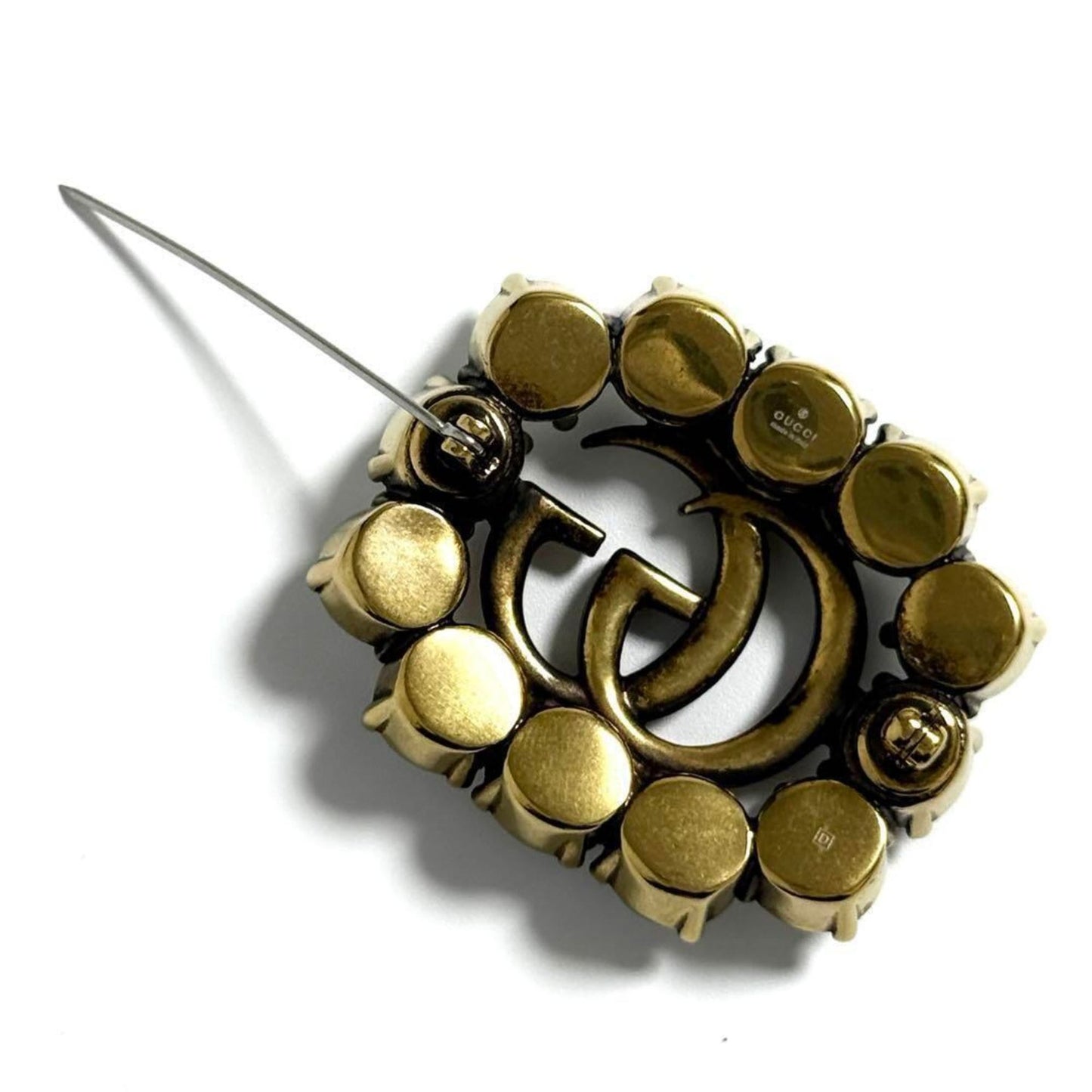 Gucci Women's Metal Double G Brooch Badge with Crystals