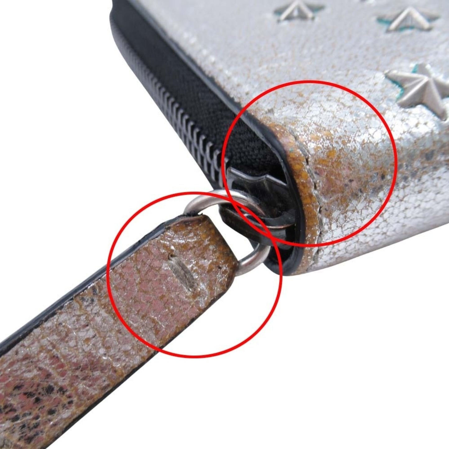 JIMMY CHOO FILIPA Star Stud Long Wallet with Coin Purse, Metallic Silver, for Men and Women