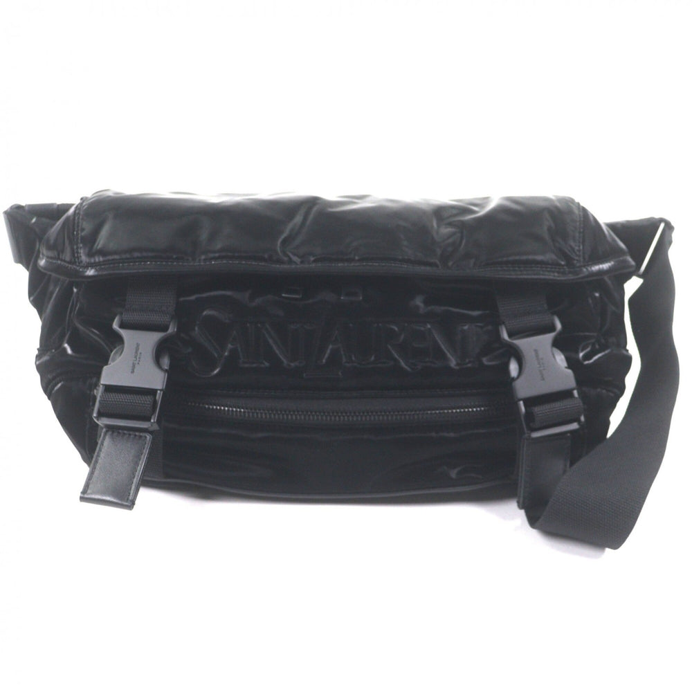 SAINT LAURENT 758258 Nylon Embroidered Body Bag, Black, with Dust Made in Italy, Men's — Like New