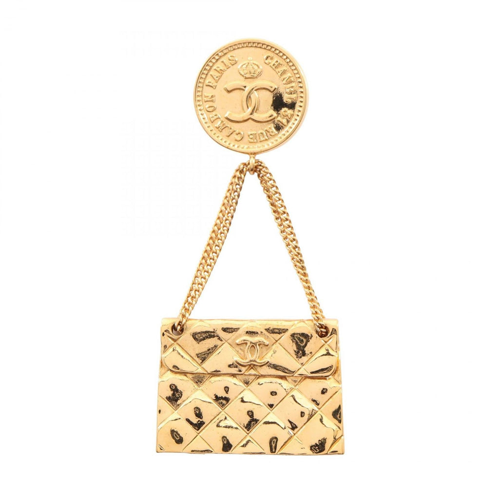 Chanel Coco Mark Back Motif Brooch Accessory, Gold Plated, Women's