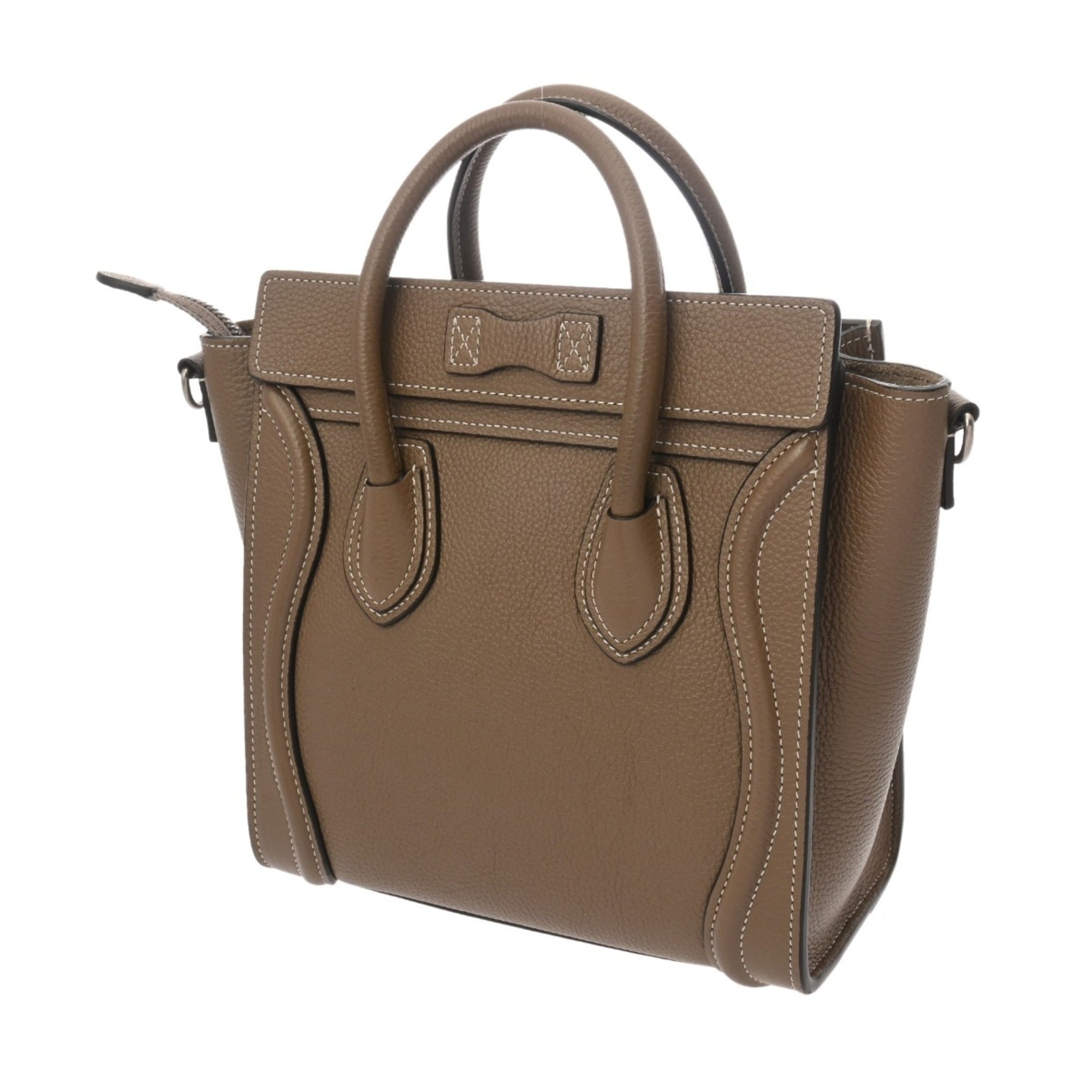 CELINE Luggage Nano 2-Way Slim 189243 Women's Drummed Calfskin Handbag, A-Rank, Pre-Owned, Ginzo