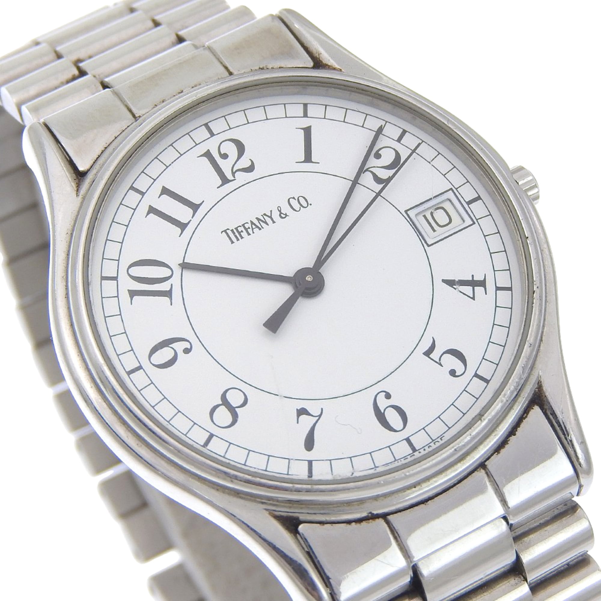 Tiffany & Co. Classic Watch, Stainless Steel, Quartz, Analog, White Dial, Unisex — Good