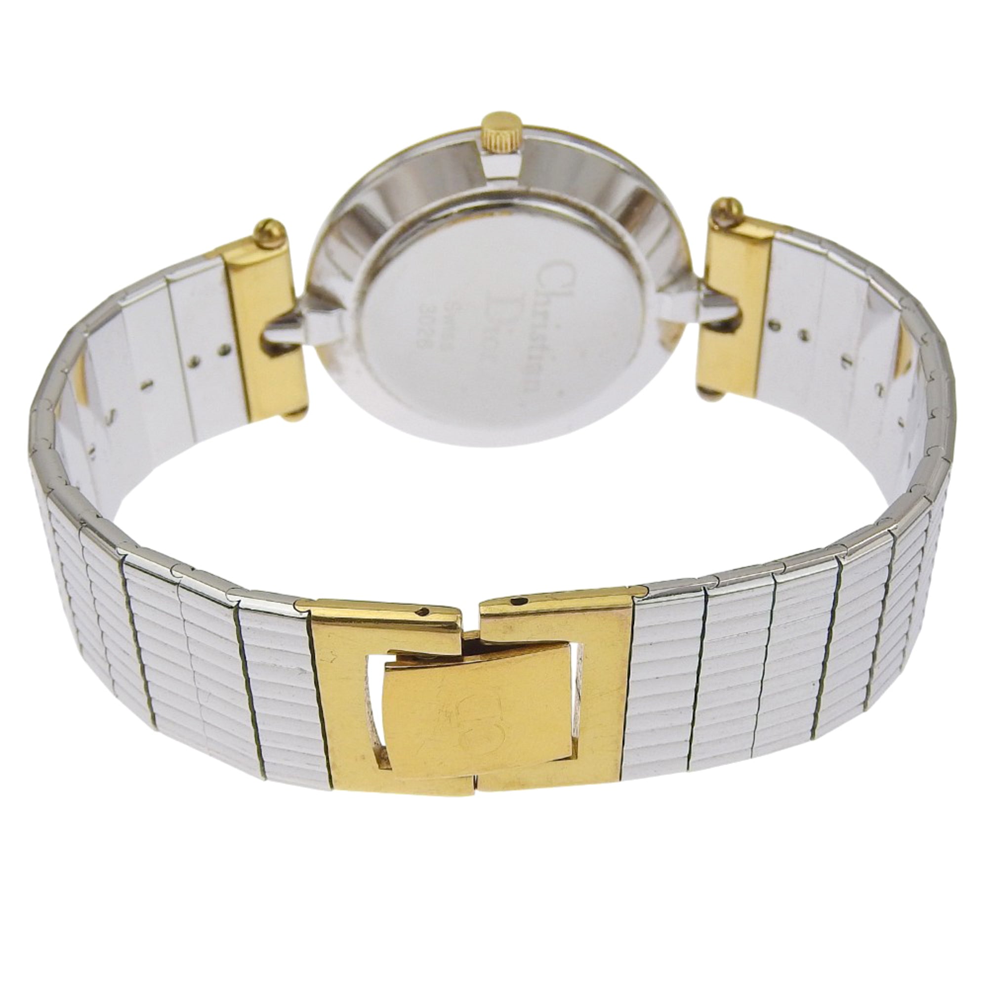 Christian Dior Watch 3026, Stainless Steel with Gold Plated Silver Quartz Movement, Analog Display, Black Dial, Women's — Good