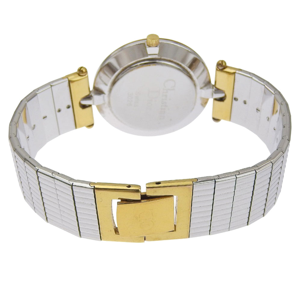Christian Dior Watch 3026, Stainless Steel with Gold Plated Silver Quartz Movement, Analog Display, Black Dial, Women's — Good