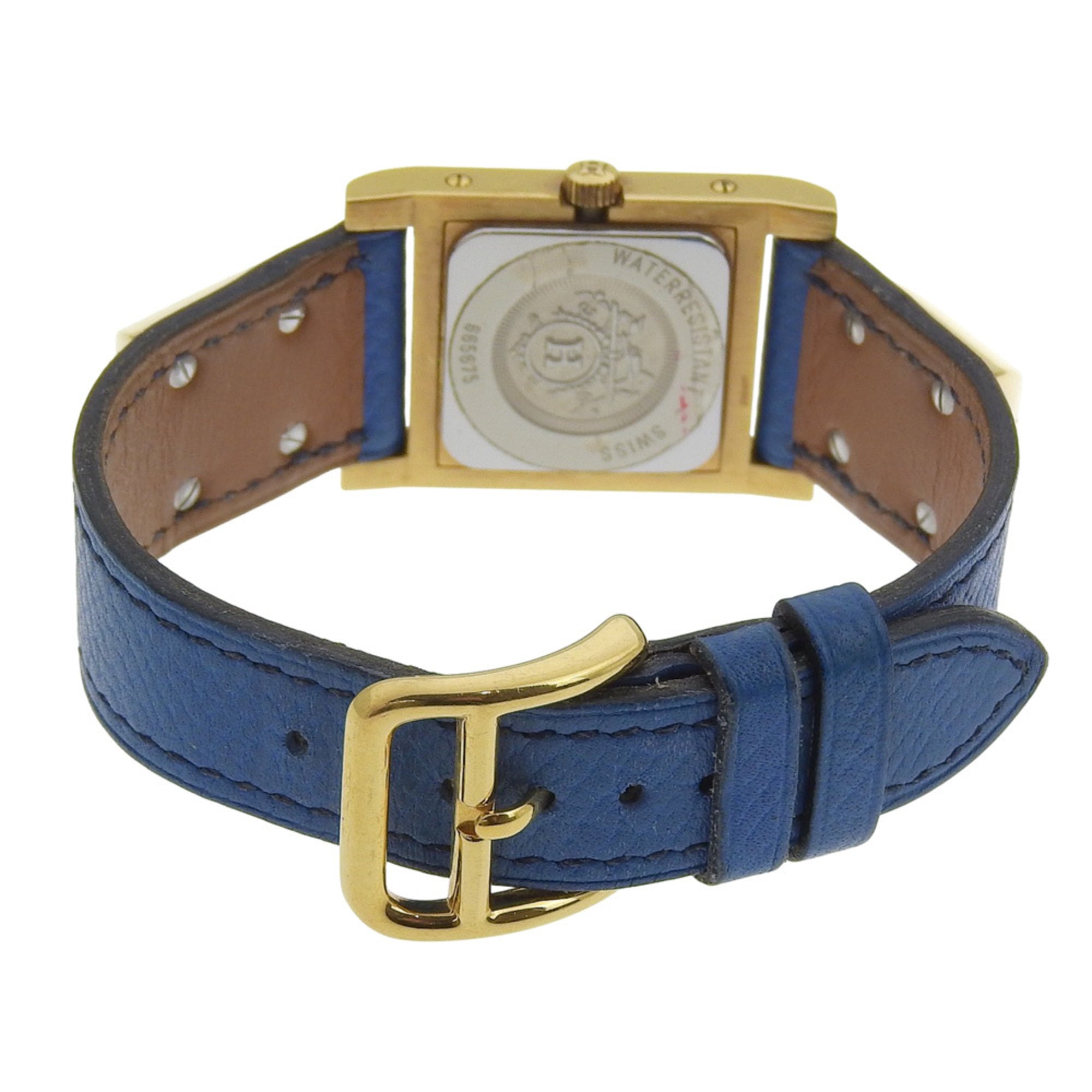 Hermès Medor Men's Watch, Gold-Plated Leather, Quartz Movement, Analog Display, White Dial — Good