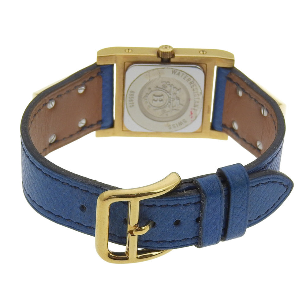 Hermès Medor Men's Watch, Gold-Plated Leather, Quartz Movement, Analog Display, White Dial — Good