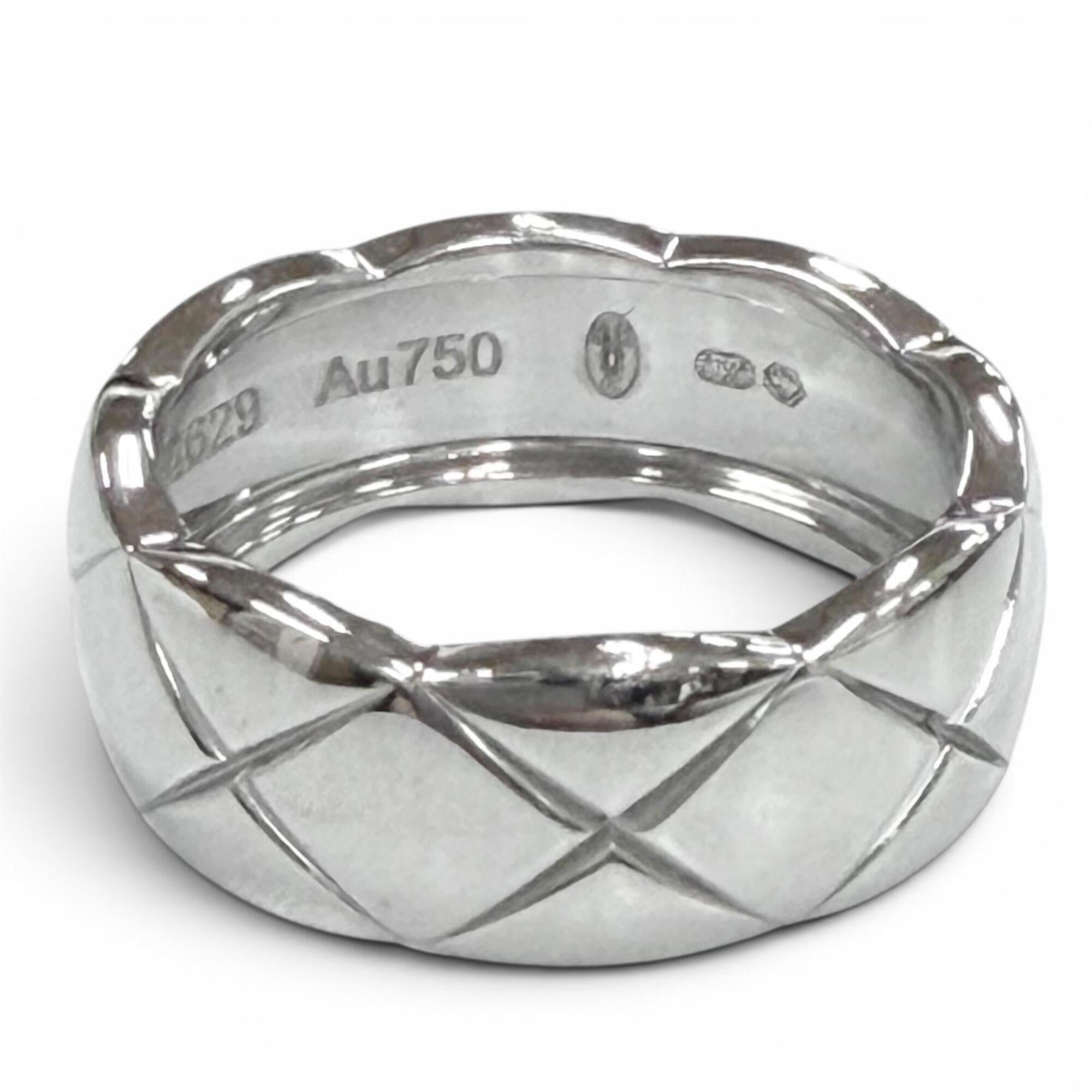 CHANEL W14629 750 (WG) Coco Crush Ring, Silver, Size 47, Weight 5.43g, Women's Accessory — Like New