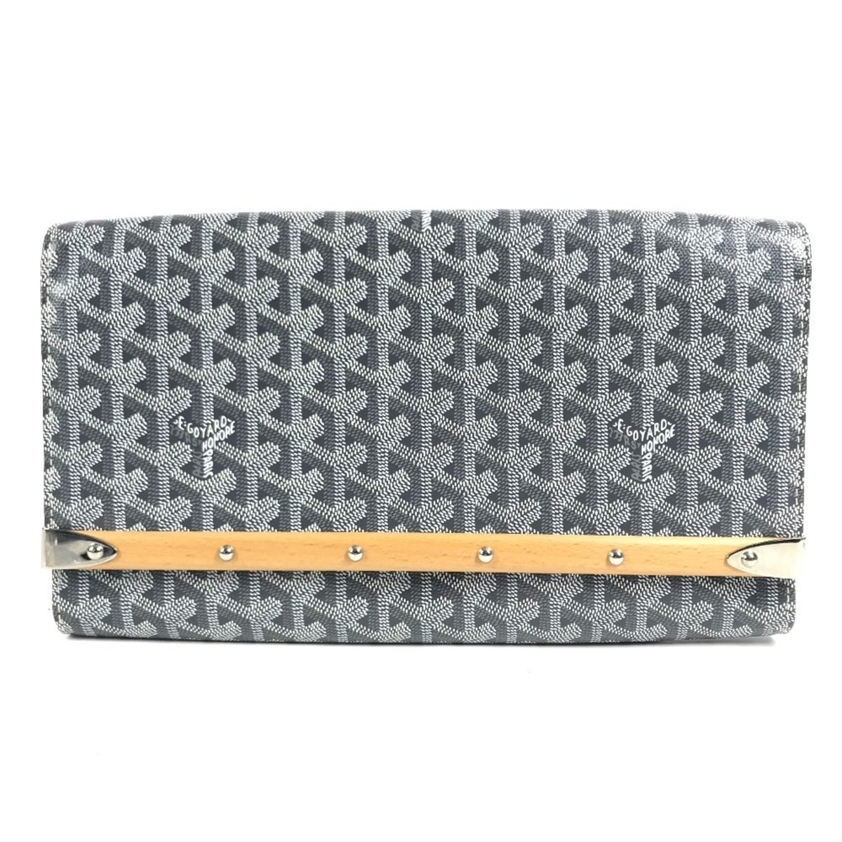 GOYARD Monte Carlo Bag, Flap Handbag, Pouch, Clutch Leather, Men's/Women's, Gray, Like New — Like New
