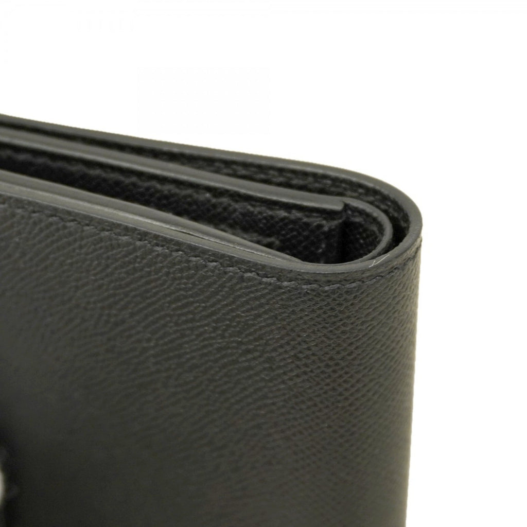 Hermes Hermès Bearn Compact Wallet, Monochrome, So Black, Veau Madame, W Stamp, Men's and Women's