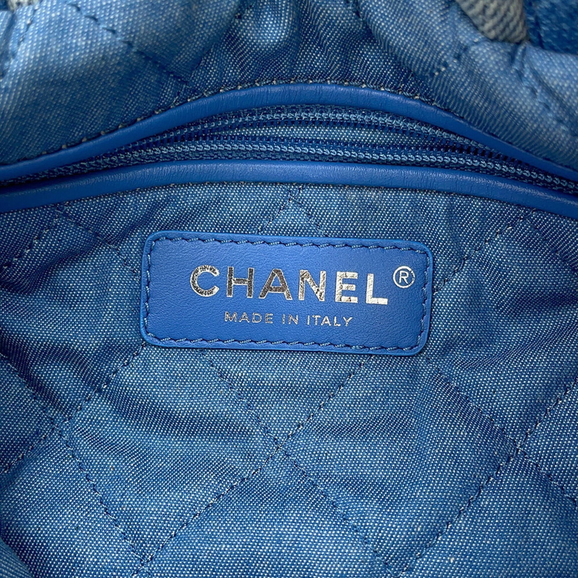 Chanel backpack, 22 Small Denim AS3859, CHANEL handbag, women's — Like New