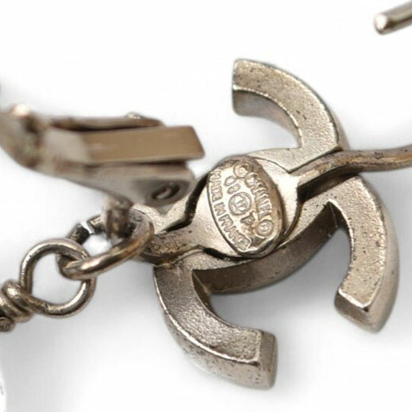 Chanel Earrings CHANEL CC Clear Pink Cube 08P Silver