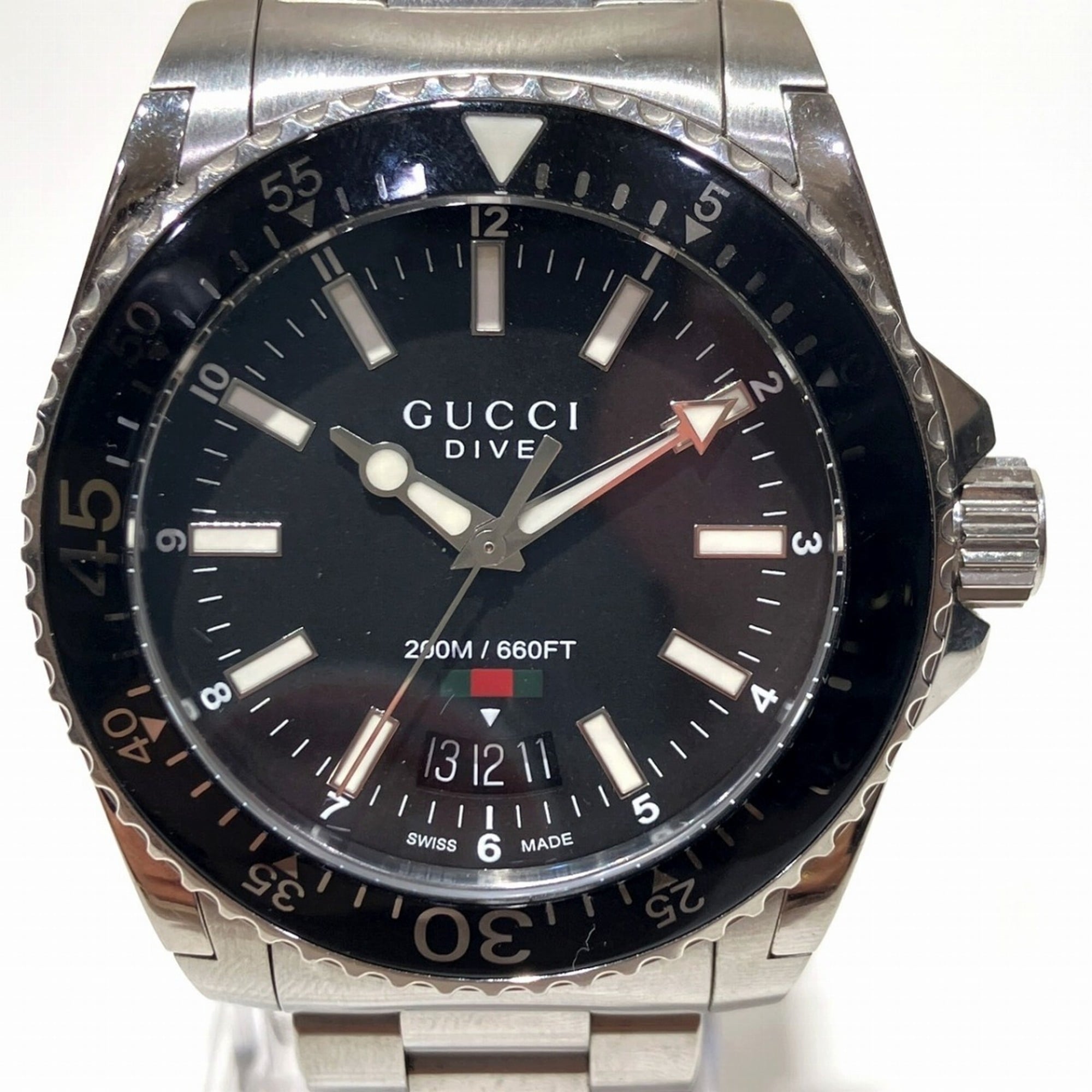 Gucci Dive watch, total weight 154.2g, stainless steel, automatic movement, black dial, 136.3 — Good