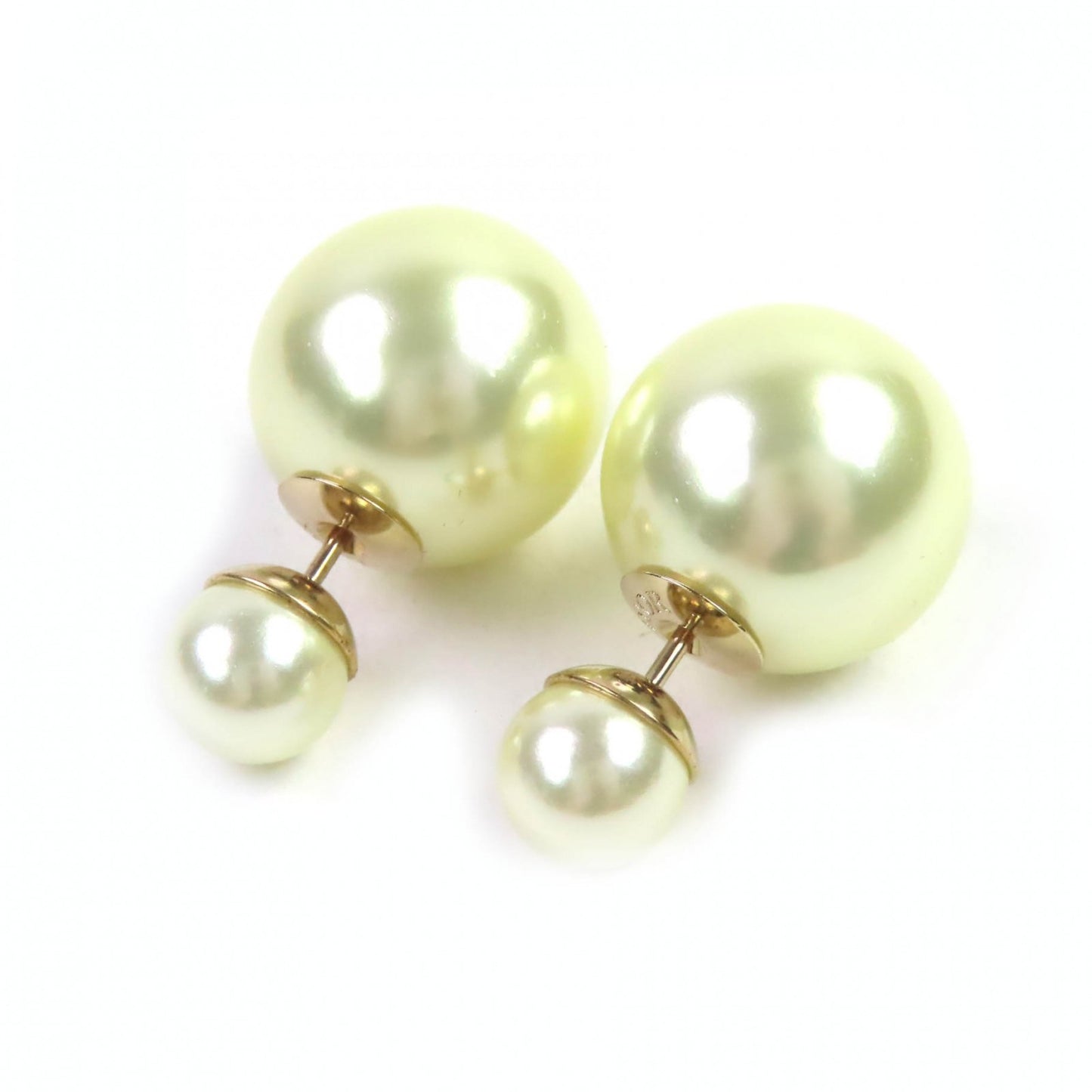 Christian Dior DIOR E0078MIDRS Tribales Faux Pearl Earrings for Women, White and Gold, Box Dust Bag Included