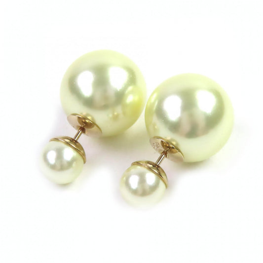 Christian Dior DIOR E0078MIDRS Tribales Faux Pearl Earrings for Women, White and Gold, Box Dust Bag Included