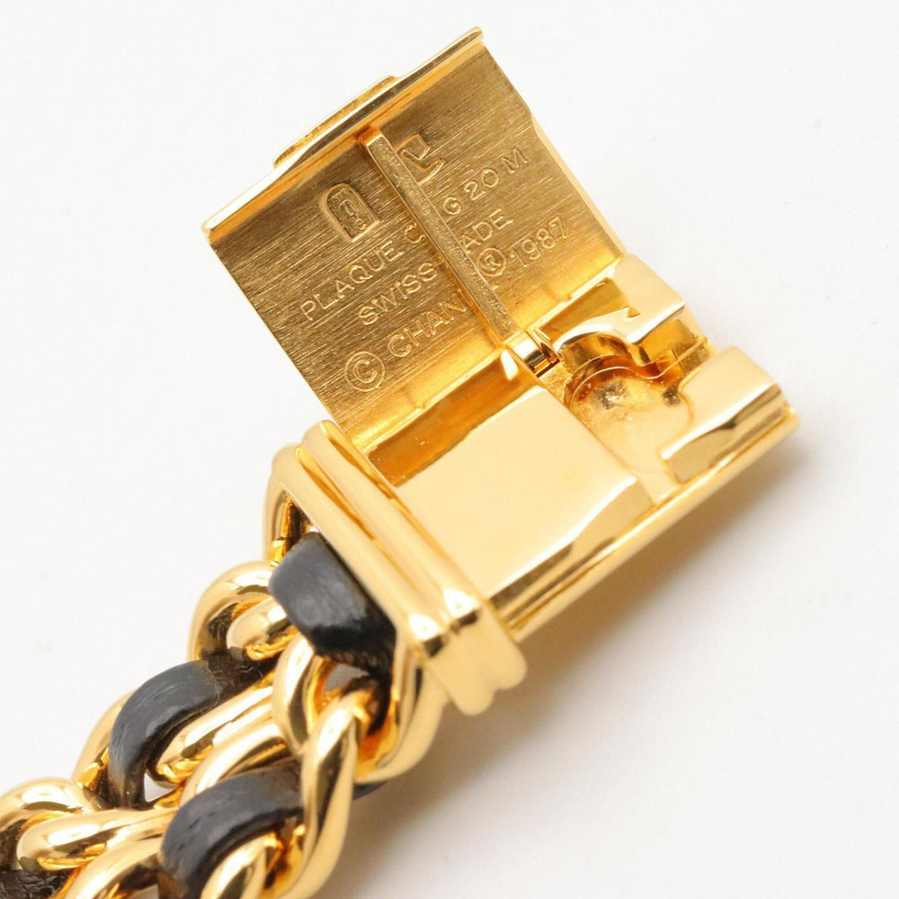 Chanel CHANEL Première S Watch, Gold Plated (GP), Leather Strap, Women's, Black, H0001 — Very Good