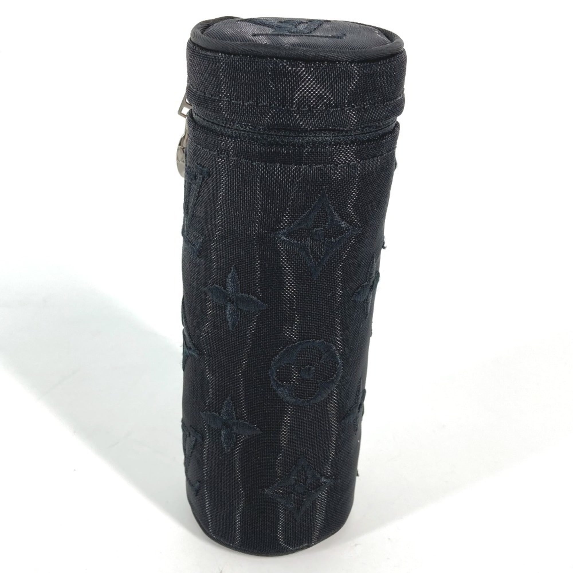 LOUIS VUITTON M77147 Monogram Mesh Pouch Only Cylinder Case Key Holder Bag Charm Cotton Polyester Women's Black — New - Store Return