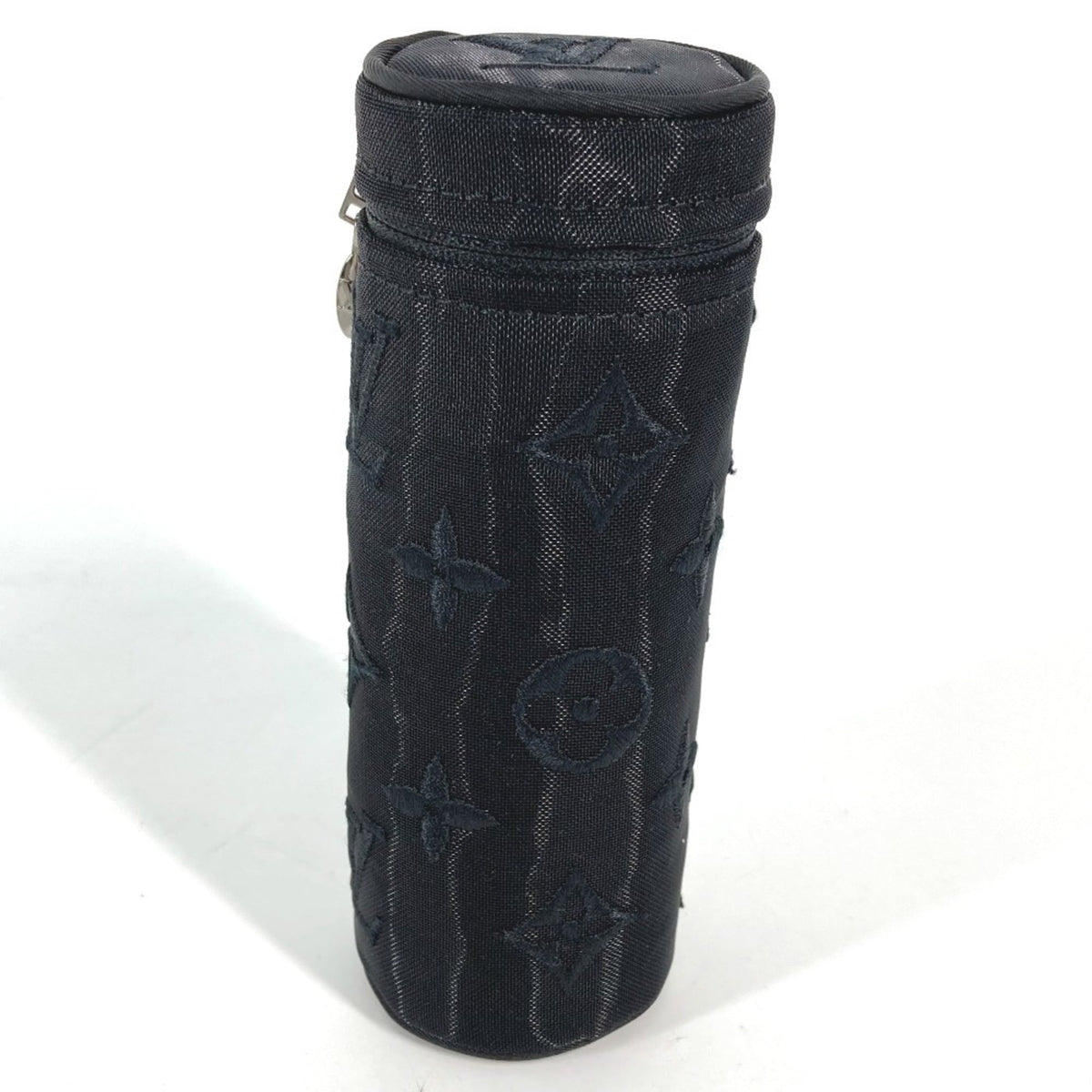 LOUIS VUITTON M77147 Monogram Mesh Pouch Only Cylinder Case Key Holder Bag Charm Cotton Polyester Women's Black — New - Store Return
