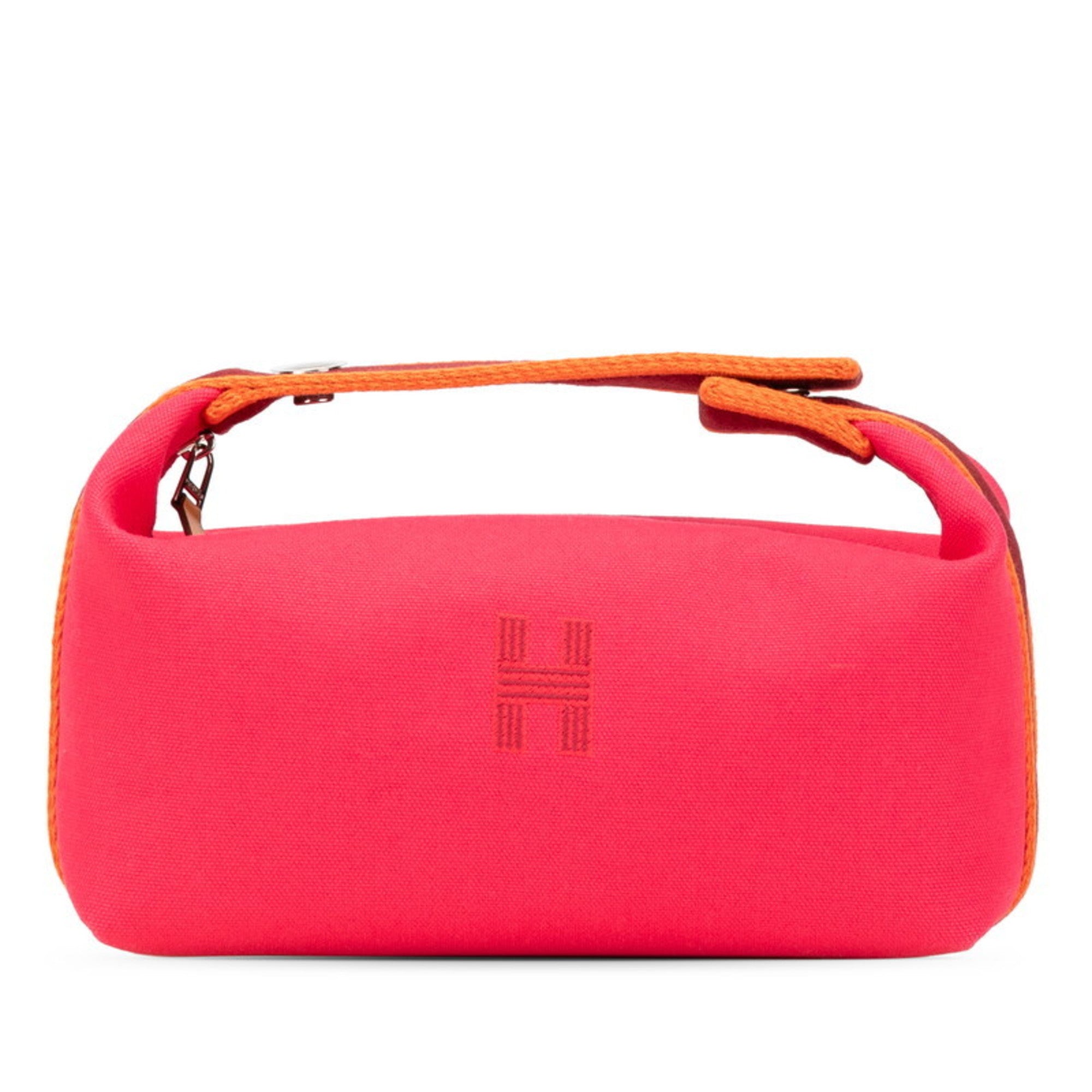 Hermes Hermès Brides A Black PM Handbag in Pink and Orange Canvas for Women
