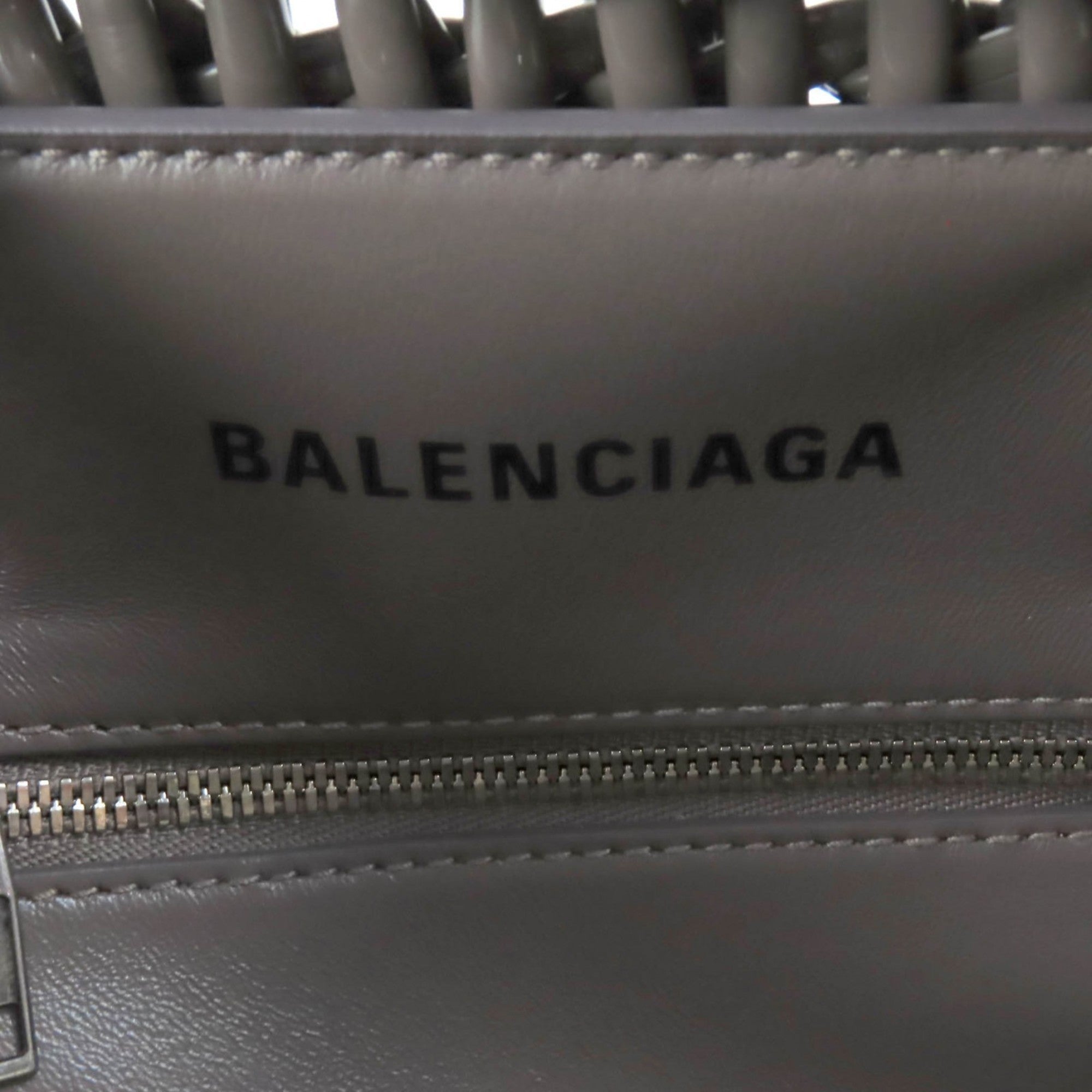BALENCIAGA 671342 Bistro XS Shoulder Bag, Enamel, 2-Way, Gray, Includes Dust Made in Italy, Women's — Like New