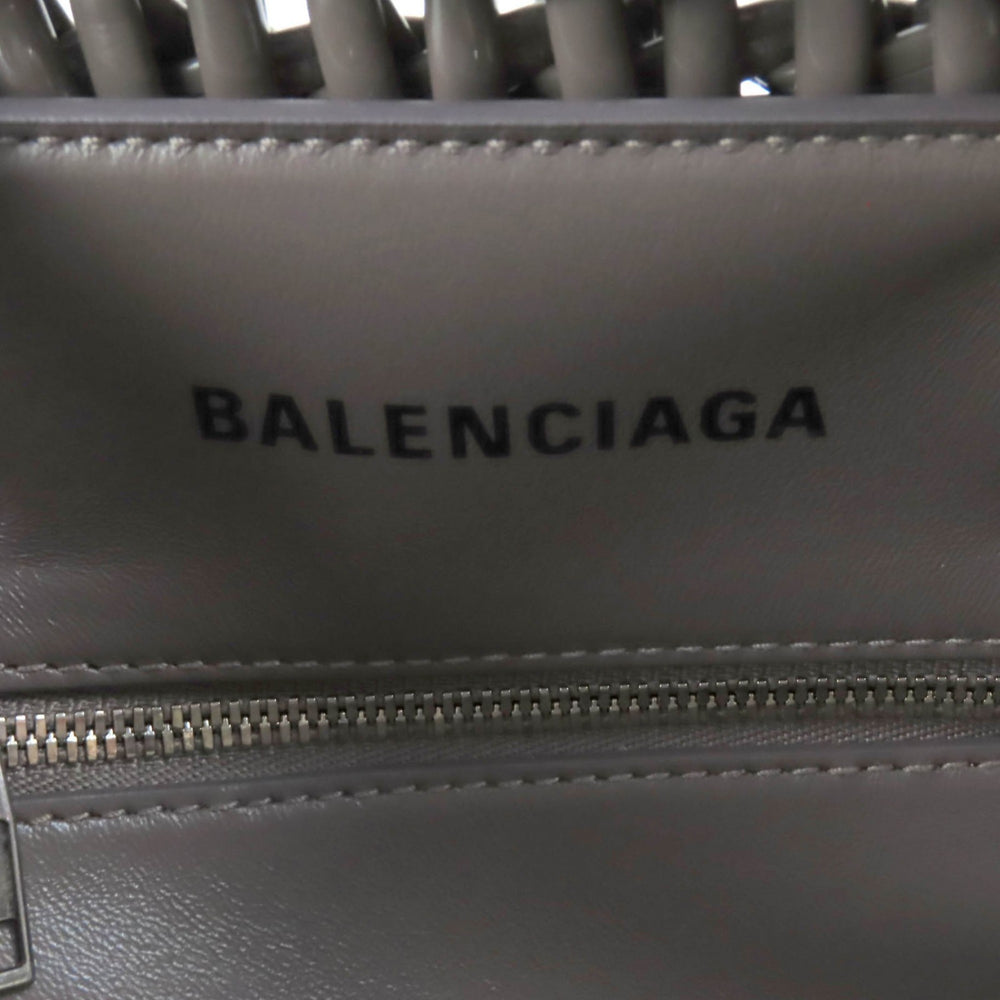 BALENCIAGA 671342 Bistro XS Shoulder Bag, Enamel, 2-Way, Gray, Includes Dust Made in Italy, Women's — Like New