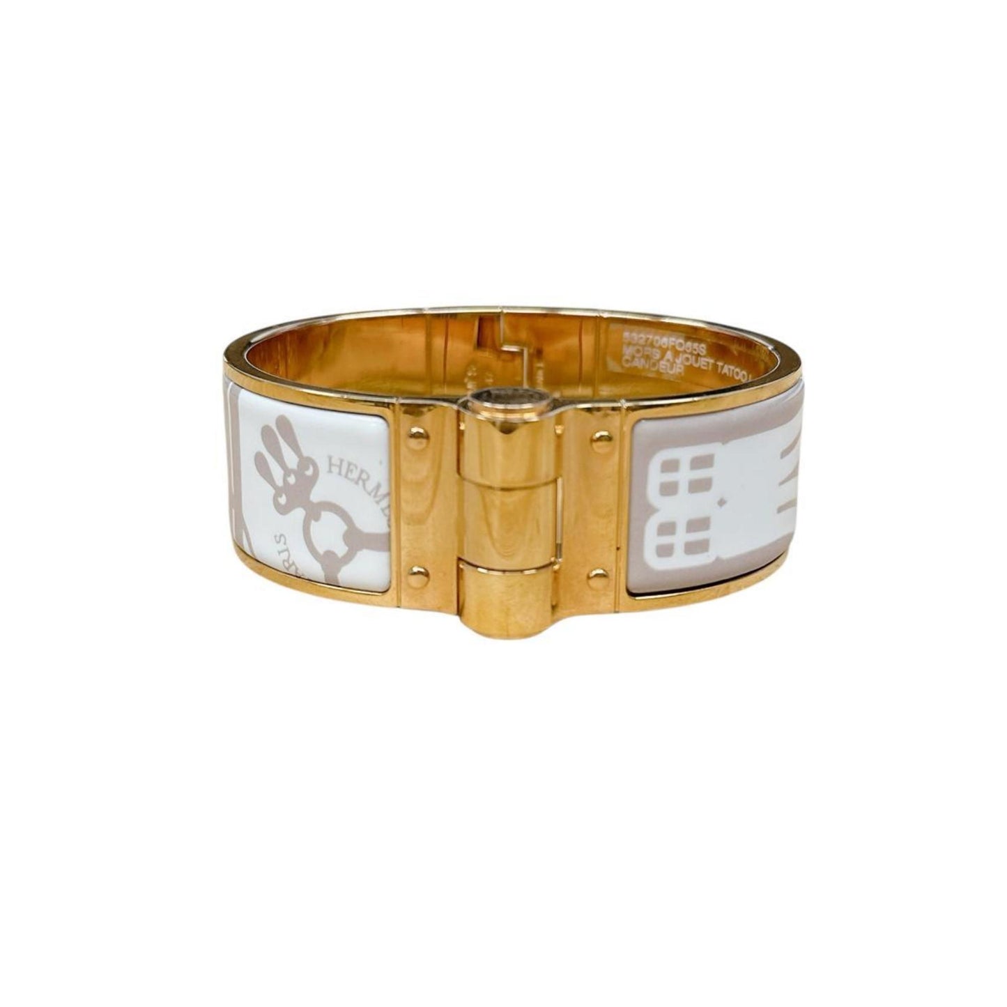 Hermes Hermès Charnière Bangle Bracelet GP White x Beige Gold