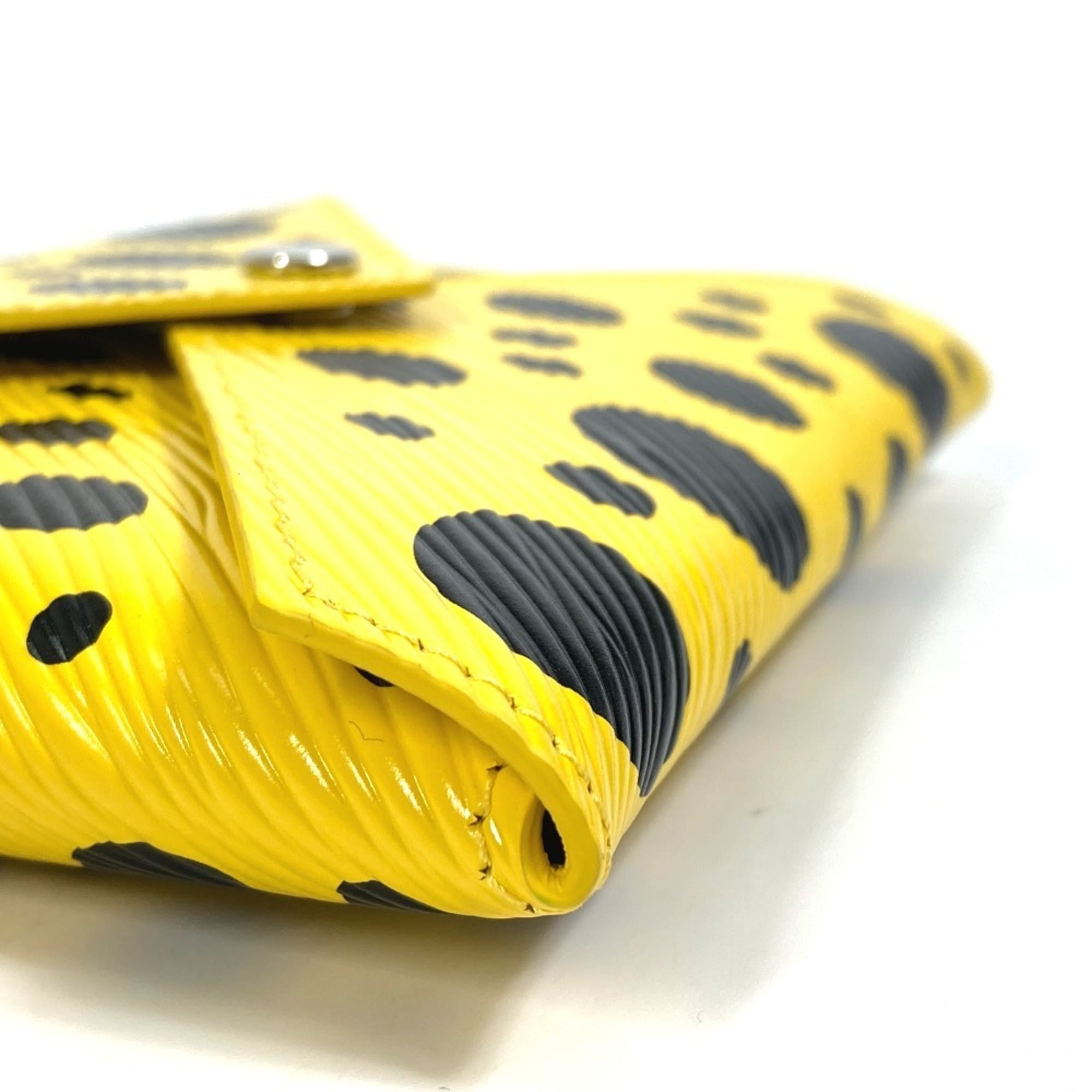 LOUIS VUITTON M81959 Yellow Leather Dot Only Yayoi Kusama LV x YK Pochette Kirigami Pouch Women's Black — New - Store Return