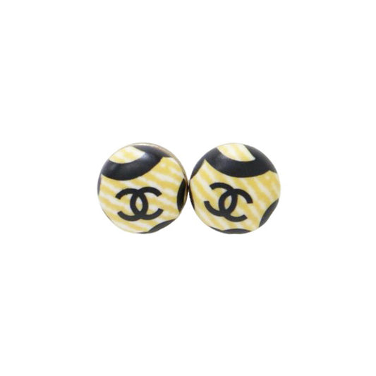 CHANEL Chanel Earrings Yellow Gold Coco Mark Stripe 02P