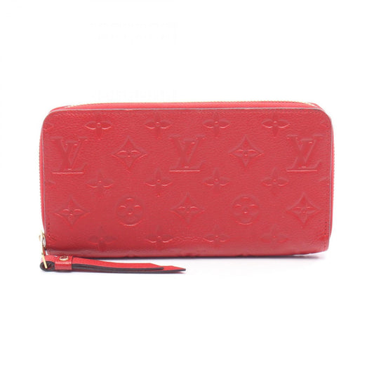 Louis Vuitton Zippy Wallet Monogram Empreinte Scarlet Round Leather Long for Women, Red, M63691