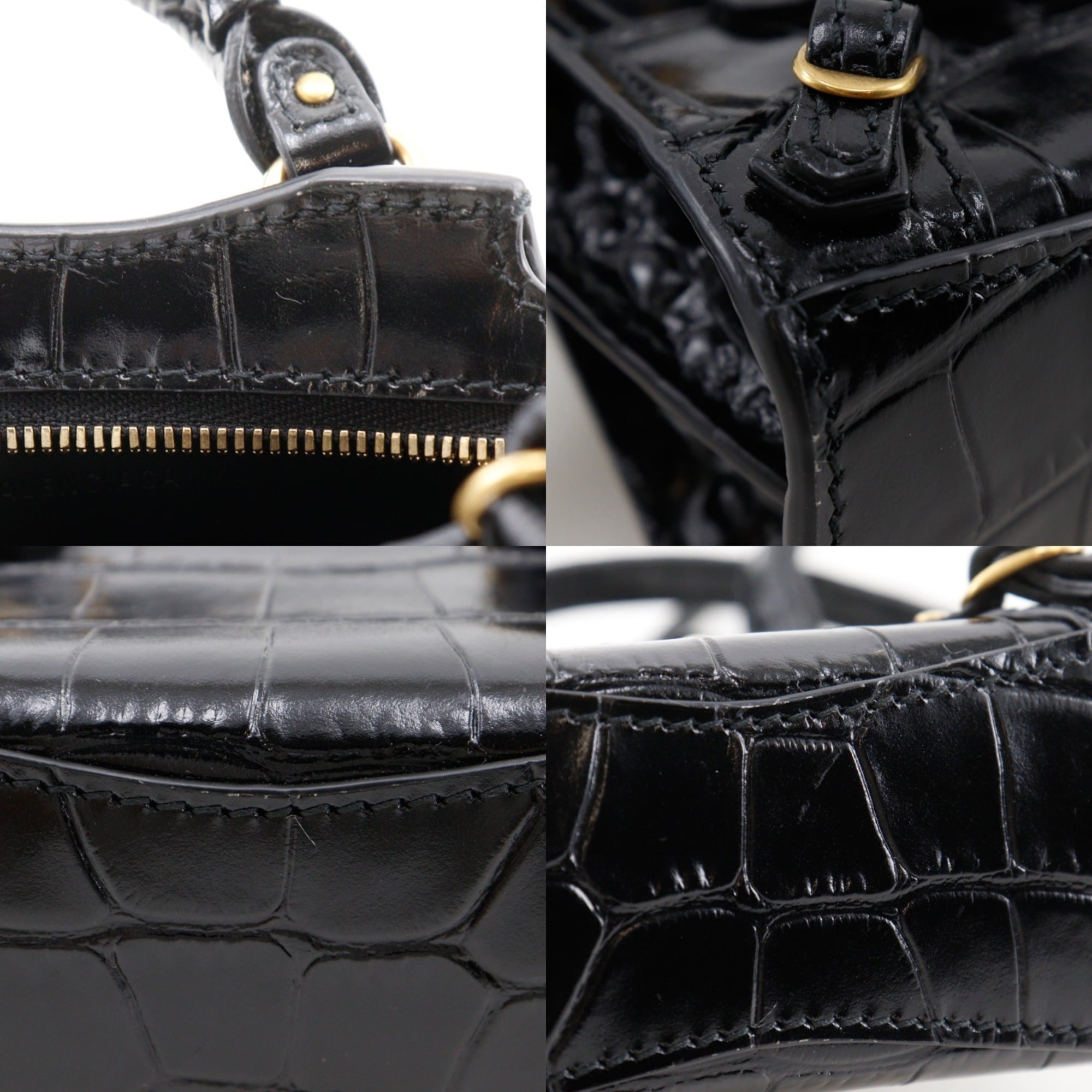 Balenciaga Neo Classic Nano Shoulder Bag/Pochette, 2-Way, Embossed Leather, Black, Double-Way, Women's — Like New