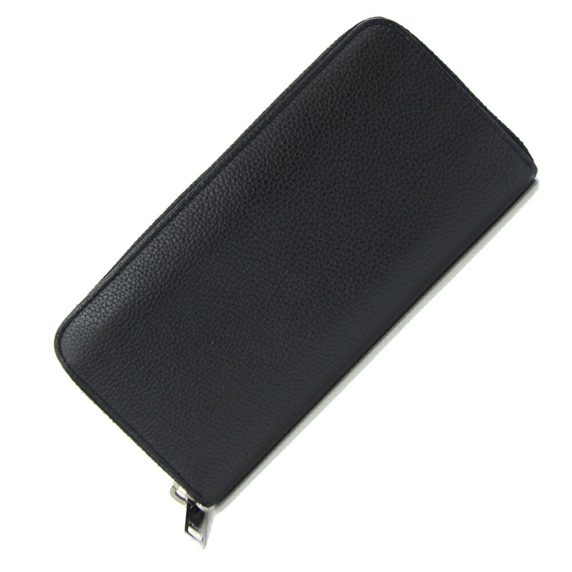 Saint Laurent Round Long Wallet 687054 Black Leather Zip Men's Women's SAINT LAURENT