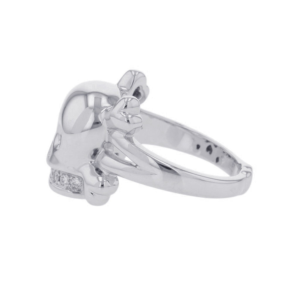 Christian Dior ring, Tete de Mort skull diamond, 18K white gold, ring size 55 — Like New