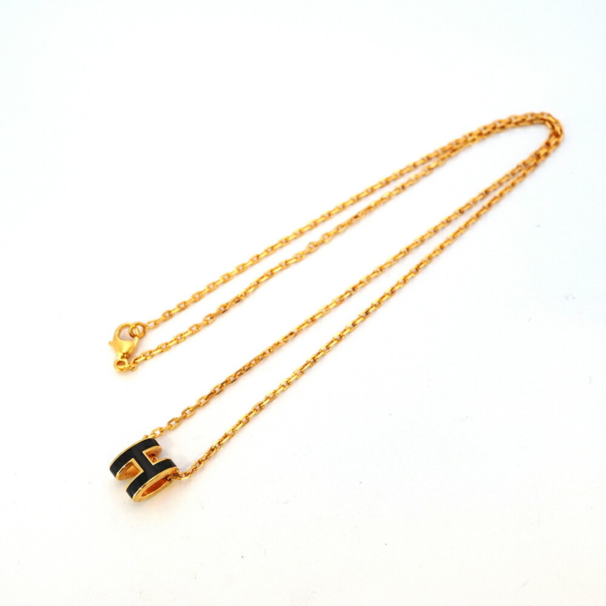 Hermes Hermès Mini Pop Ash Necklace in GP-Plated Gold and Black for Women